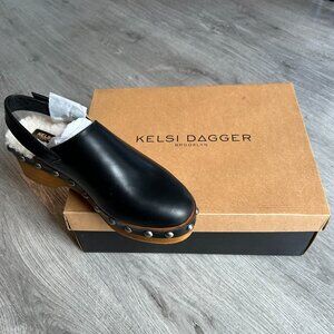 Kelsi Dagger Black Leather Mule Clog SZ 8